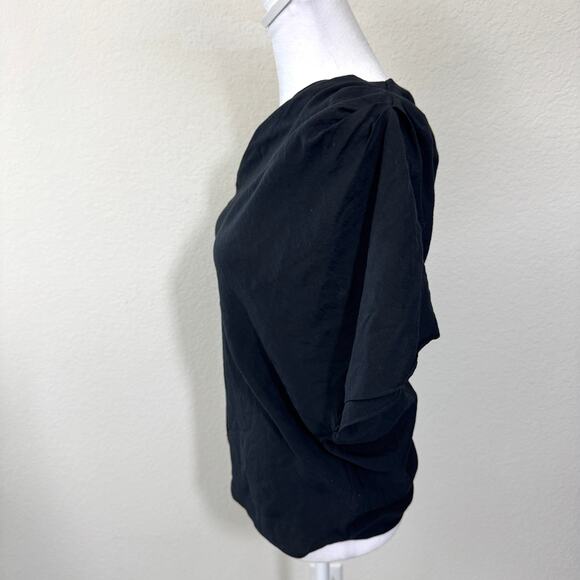 Vince. Womens Cascade Blouse Top Size S One Shoulder Flowy Minimal Black - Picture 4 of 8